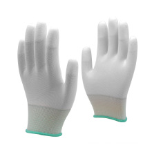 Ready Stock White Polyester Knit Pu Finger Coated Assembly gardening Safety Work PU Gloves